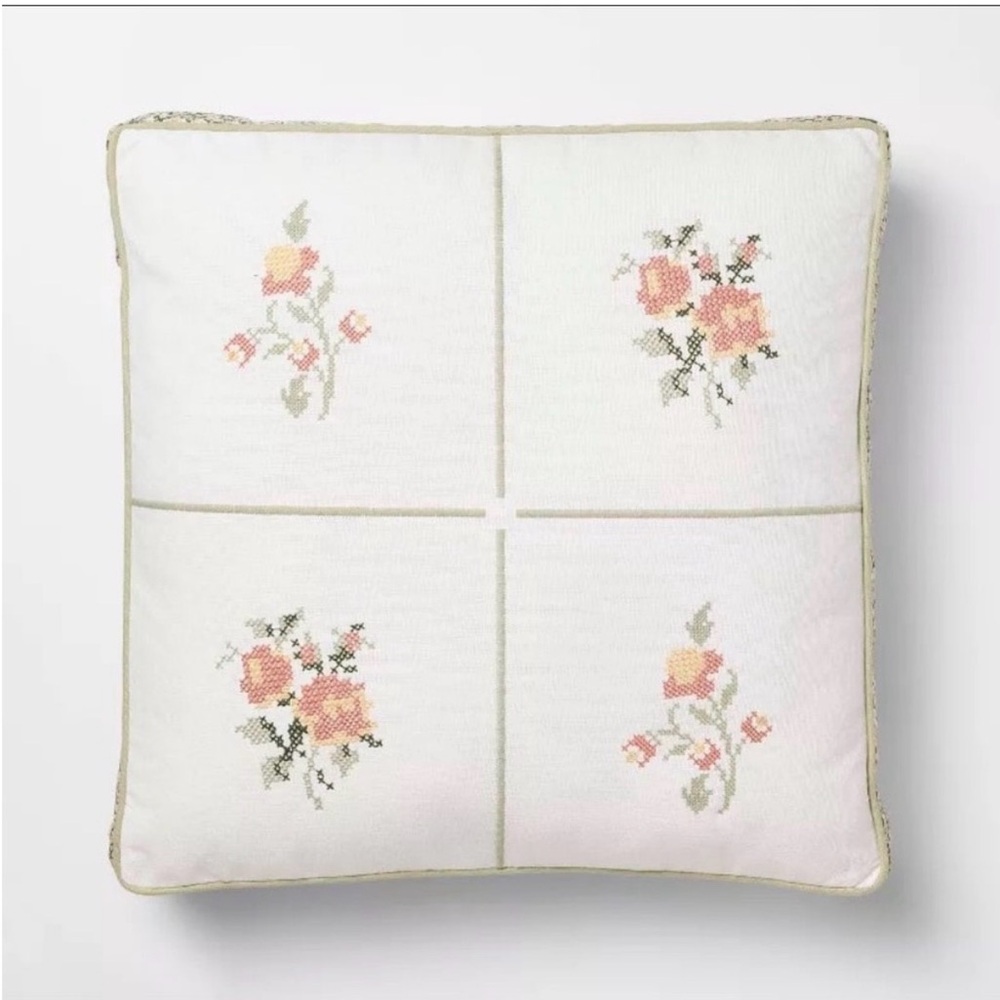 Studio McGee Floral Accent Pillow - Cream and Pink